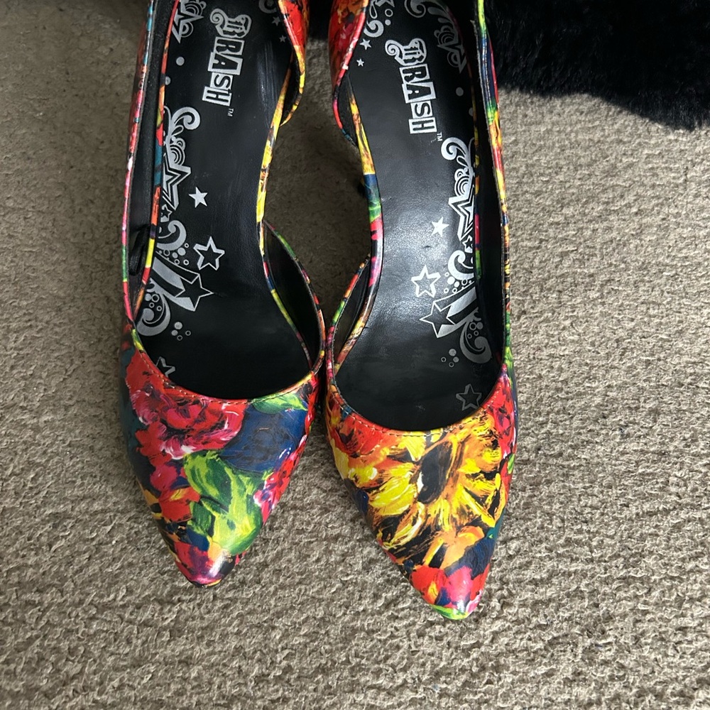 Brash Red and Yellow Heels Vibrant Floral Stiletto